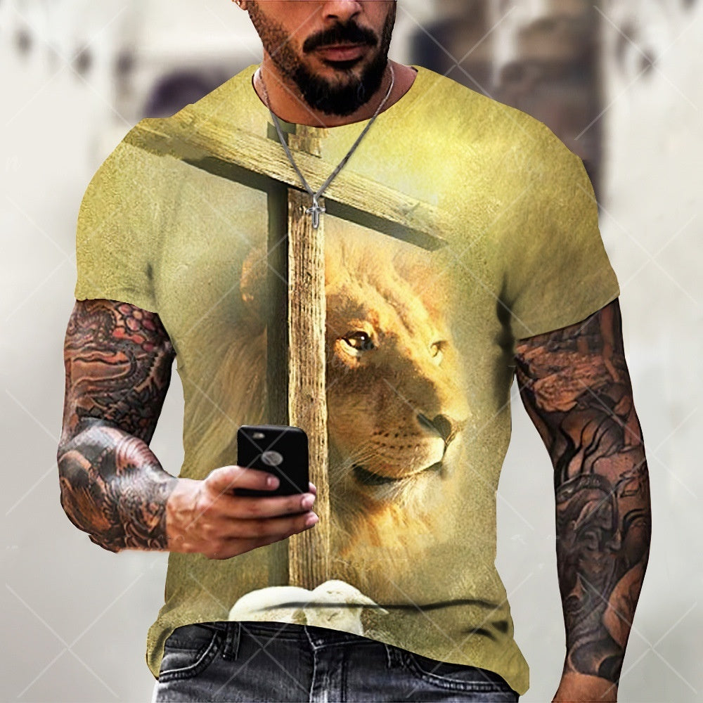 New 3D Printed Jesus Pattern Breathable Quick-drying T-shirt