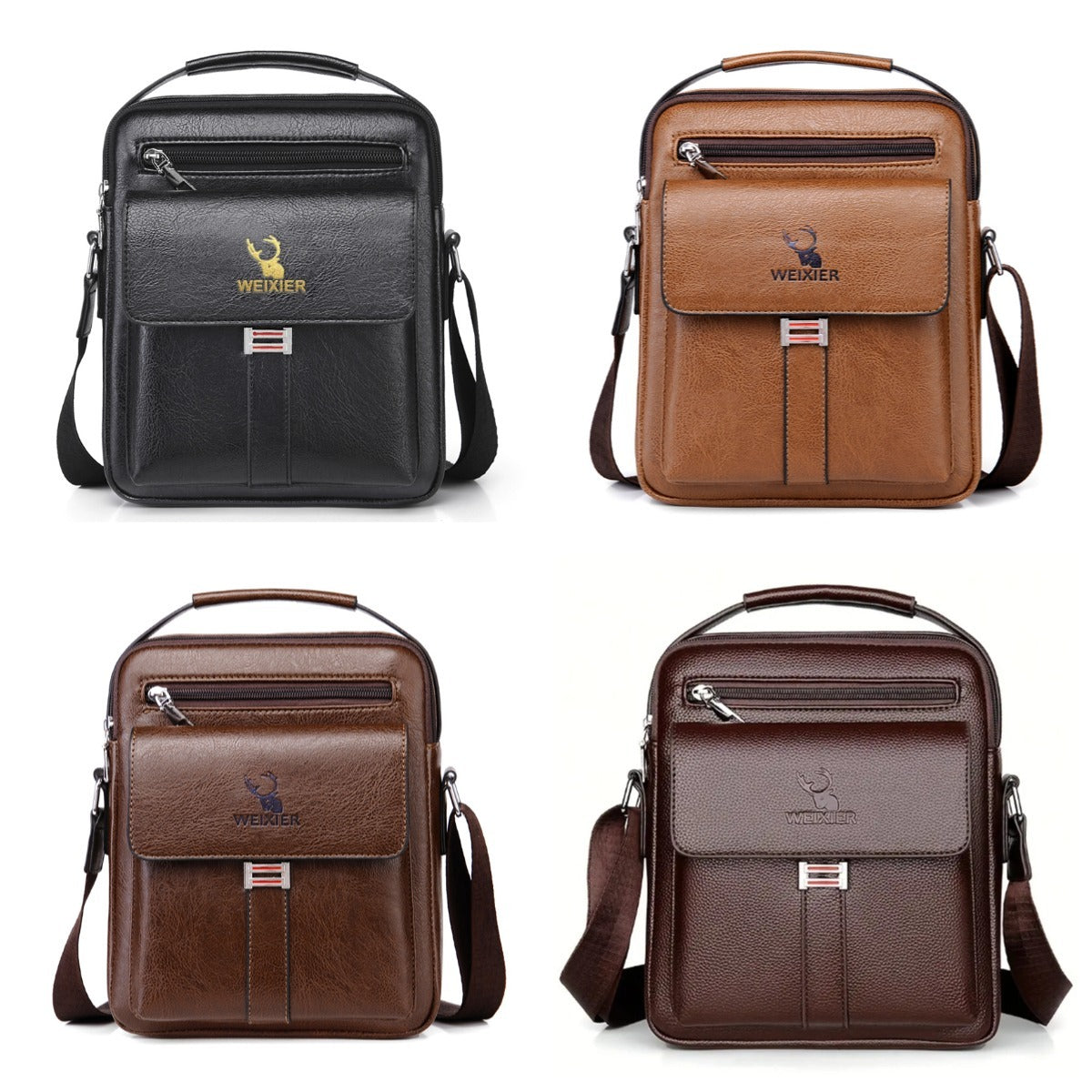 NEW Leather Messenger Crossbody Shoulder Bag for Men Work Business Casual Adjustable Straps With Metal Zipper