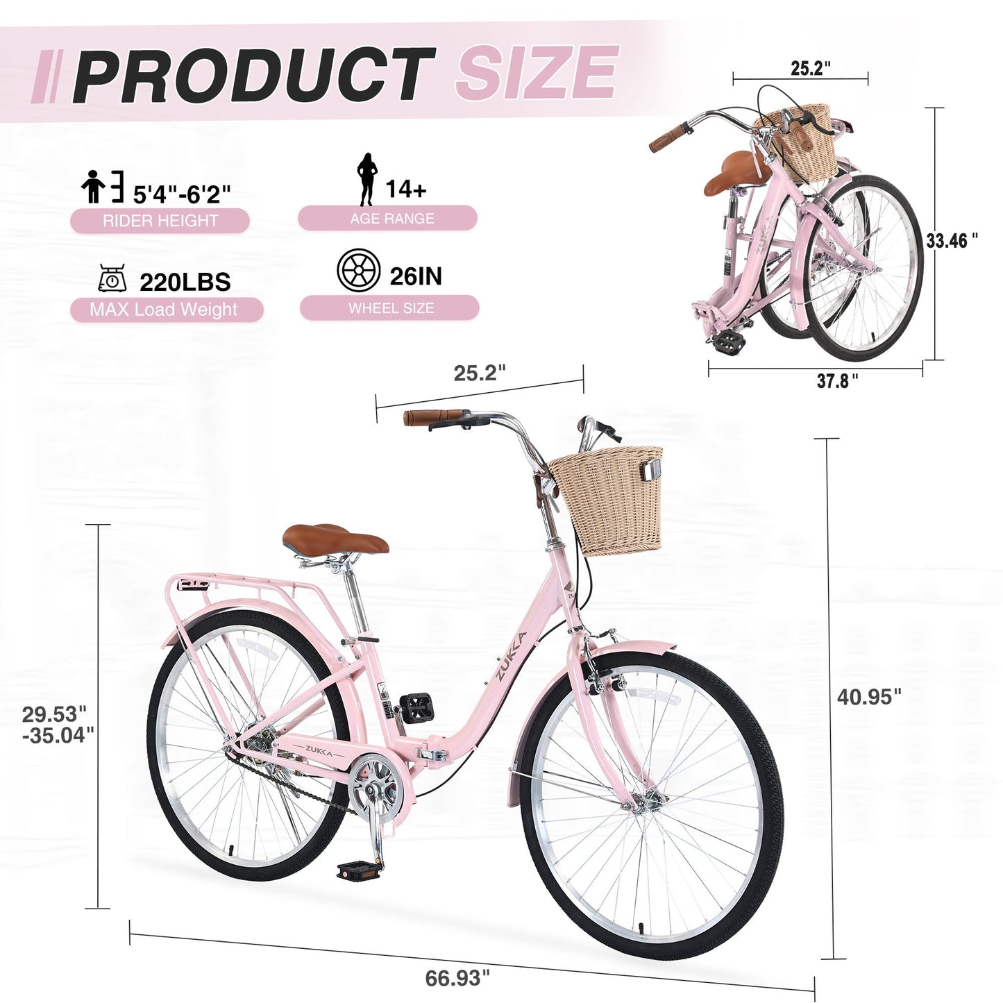 NEW 26 Inch Single Speed Folding Lady Bike , Durable Steel Frame,Compact Design for Easy Storage and Commuting
