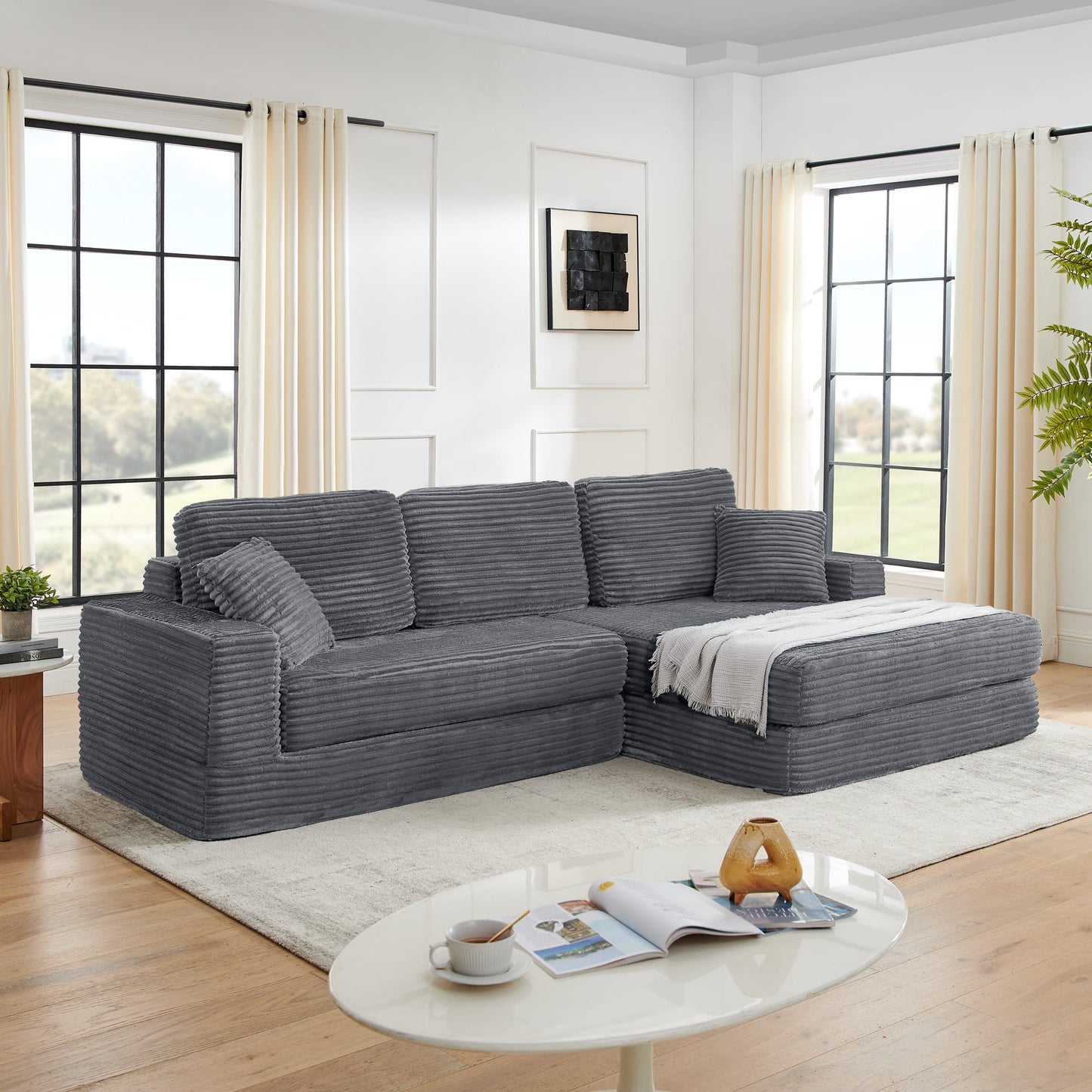 NEW Modern Minimalist L-Shape Modular Sectional Sofa