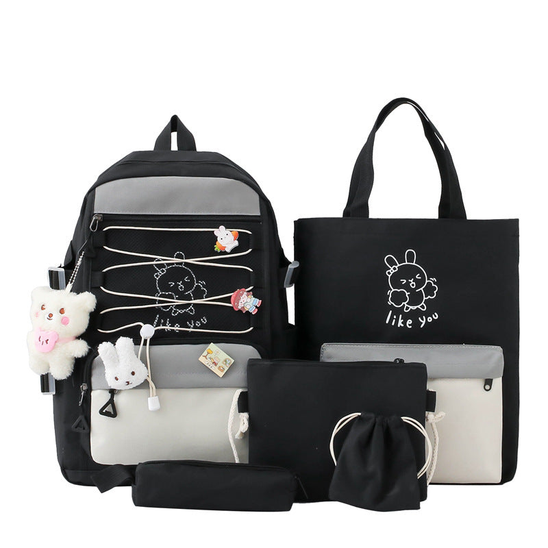 New Backpack Lightweight And Large Capacity Student Schoolbag Four-piece Set