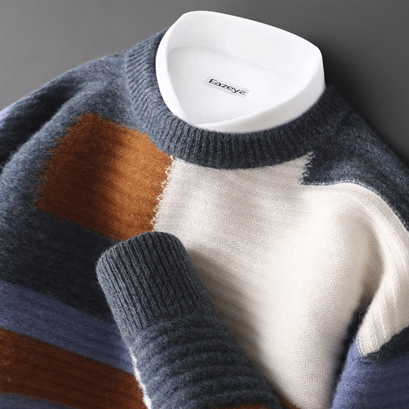 New Cashmere Sweater Men's Loose Round Neck Multicolor