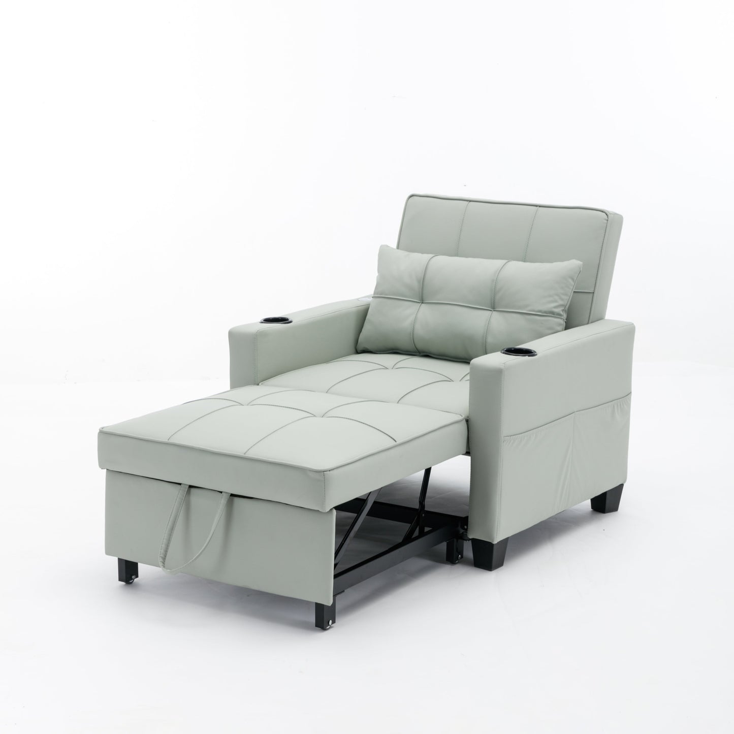 New Green Leather Futon 3-in-1 Pull Out Sleeper Chair