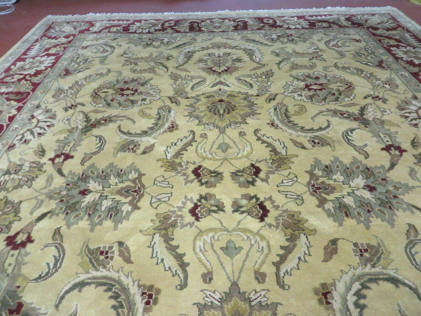USED 9' X 12' Vintage Handmade India Oriental Jaipur Quality Tea Wash Hand Knotted