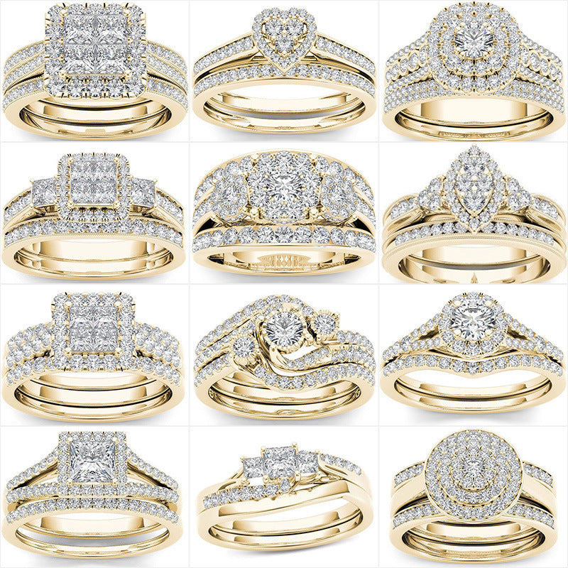 NEW European And American Couple Ring Gold-plated Inlaid