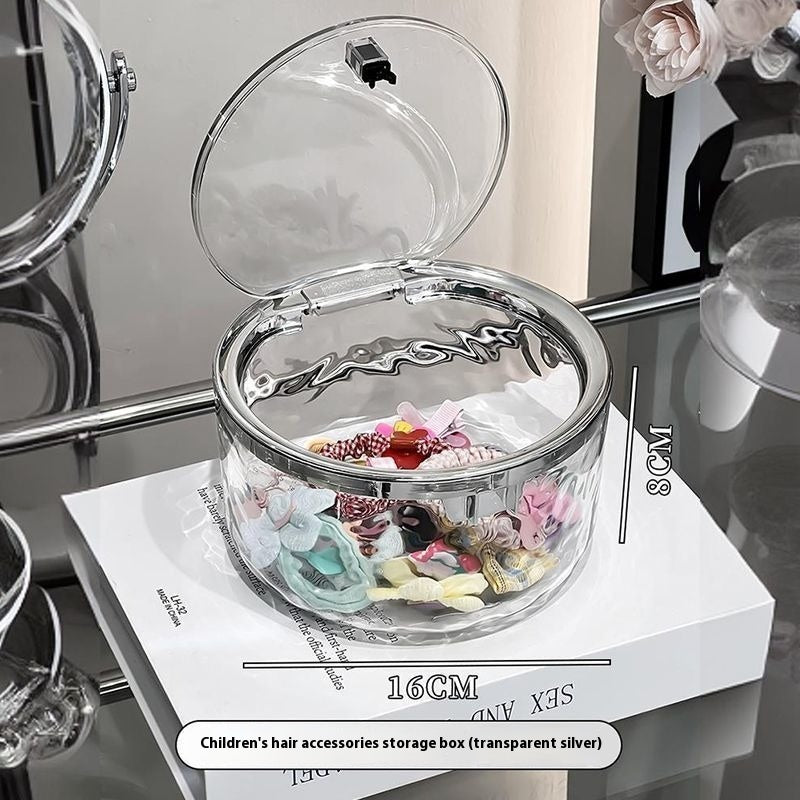 NEW Children's Water Ripple Finishing Box Desktop Hairpin For Girls Rubber Band Transparent Storage
