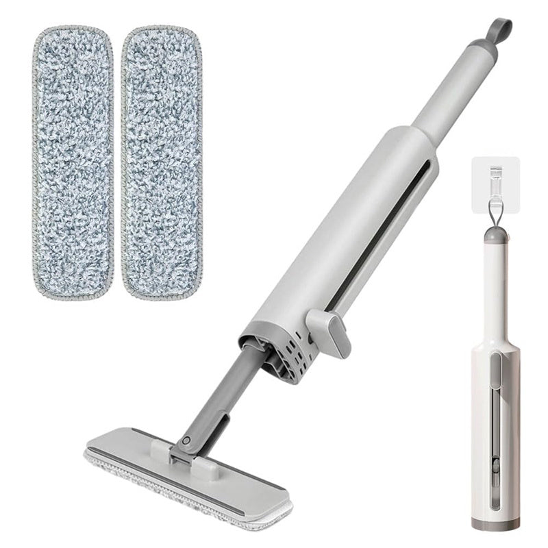 NEW Rotatable Self-Squeeze Mini Mop With Crevice Brush Hand Wash-Free Flat Squeeze Mop With 2 Reusable Microfiber Pads, Microfiber Mop For Wet Dry Use Self Wringing Flat Mop For Floor Cleaning