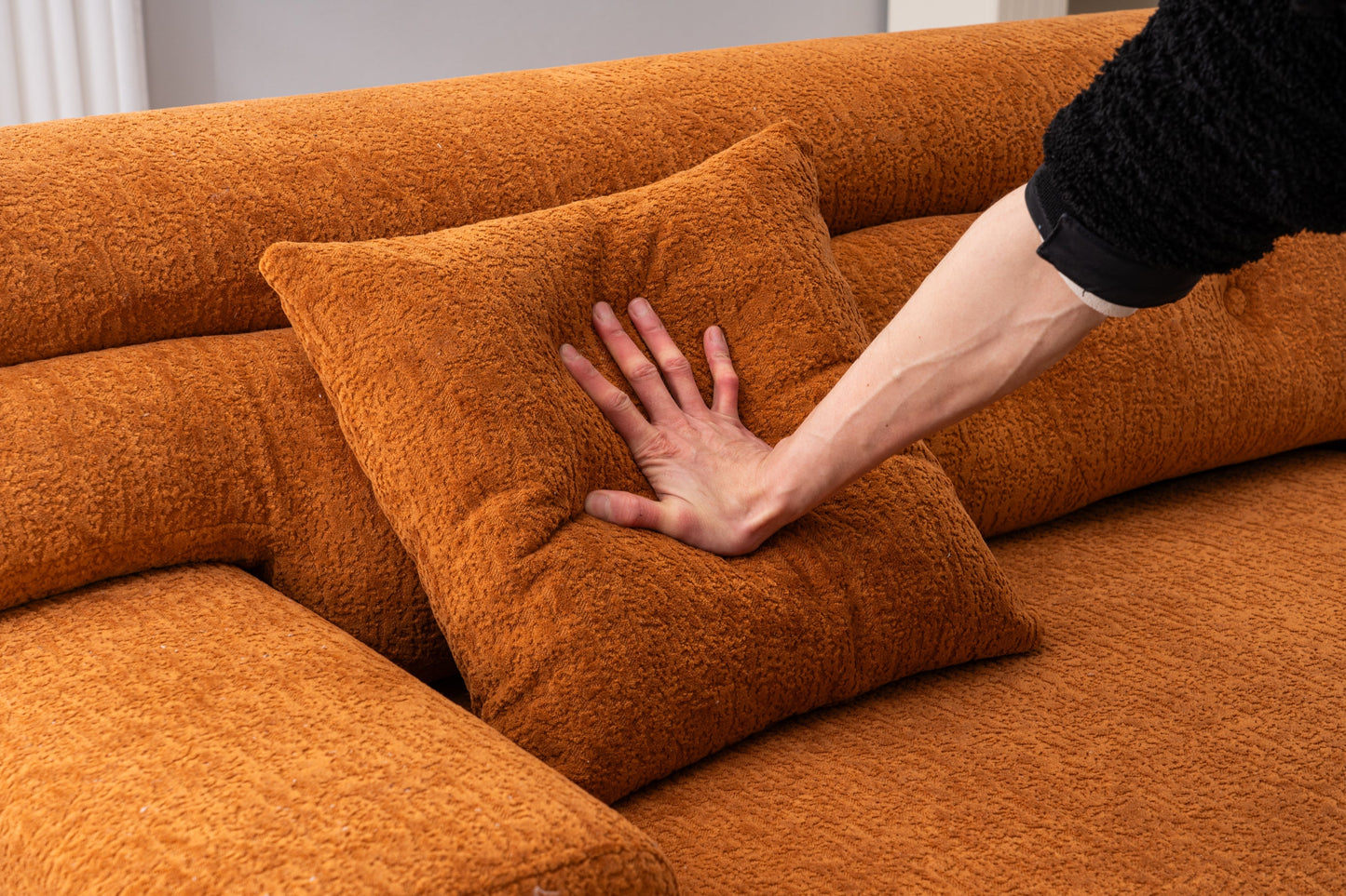 NEW Reconfigurable Amber Orange 4-Seater Sectional Sofa