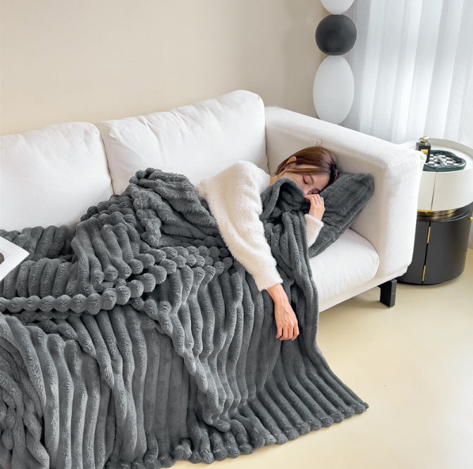 NEW Soft Wind Bubble Velvet Blanket Warm Solid Rabbit Fur Blankets Double-sided Thickening Cover Throw Warm Fur Blanket