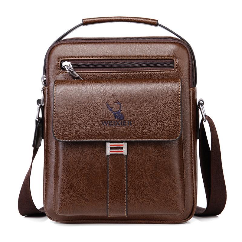 NEW Leather Messenger Crossbody Shoulder Bag for Men Work Business Casual Adjustable Straps With Metal Zipper