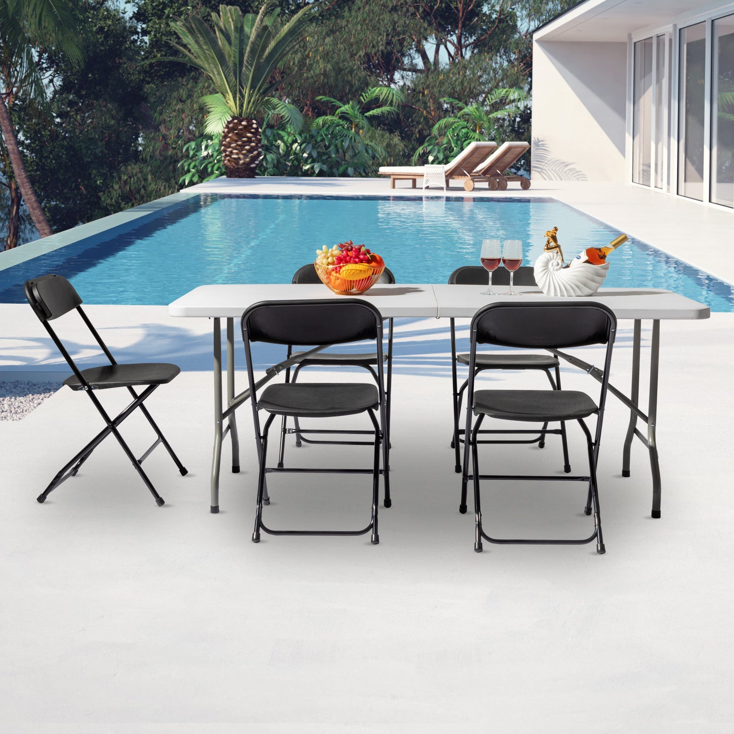 NEW 6’ Indoor Outdoor White Lightweight Plastic Folding Rectangular Table