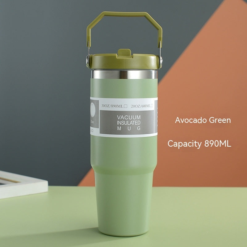 NEW Portable Car Cup Stainless Steel Cup Travel Sports Water Bottle With Handle Cover Coffee Tumbler Cup