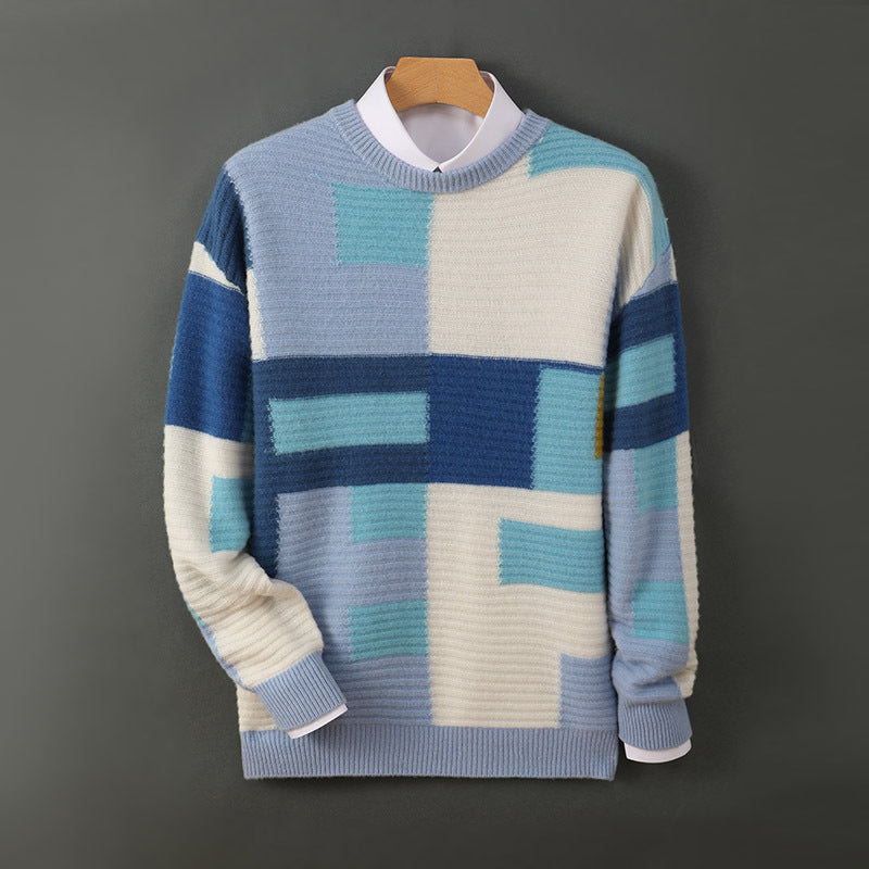 New Cashmere Sweater Men's Loose Round Neck Multicolor