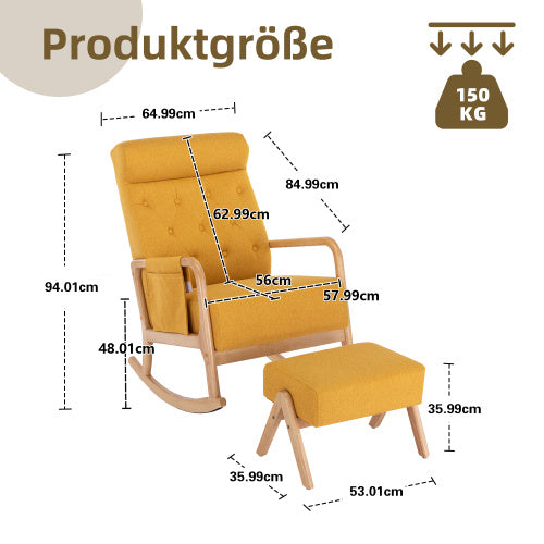 NEW Comfortable Rocking Chair With Footrest In Linen