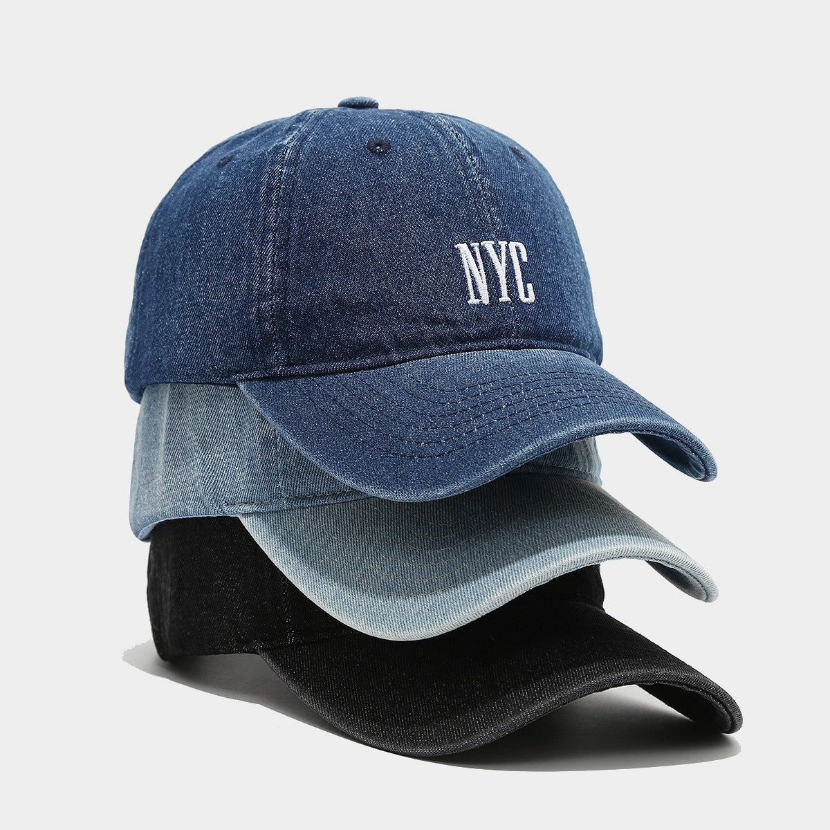 New American Retro Denim Alphabet Peaked Cap