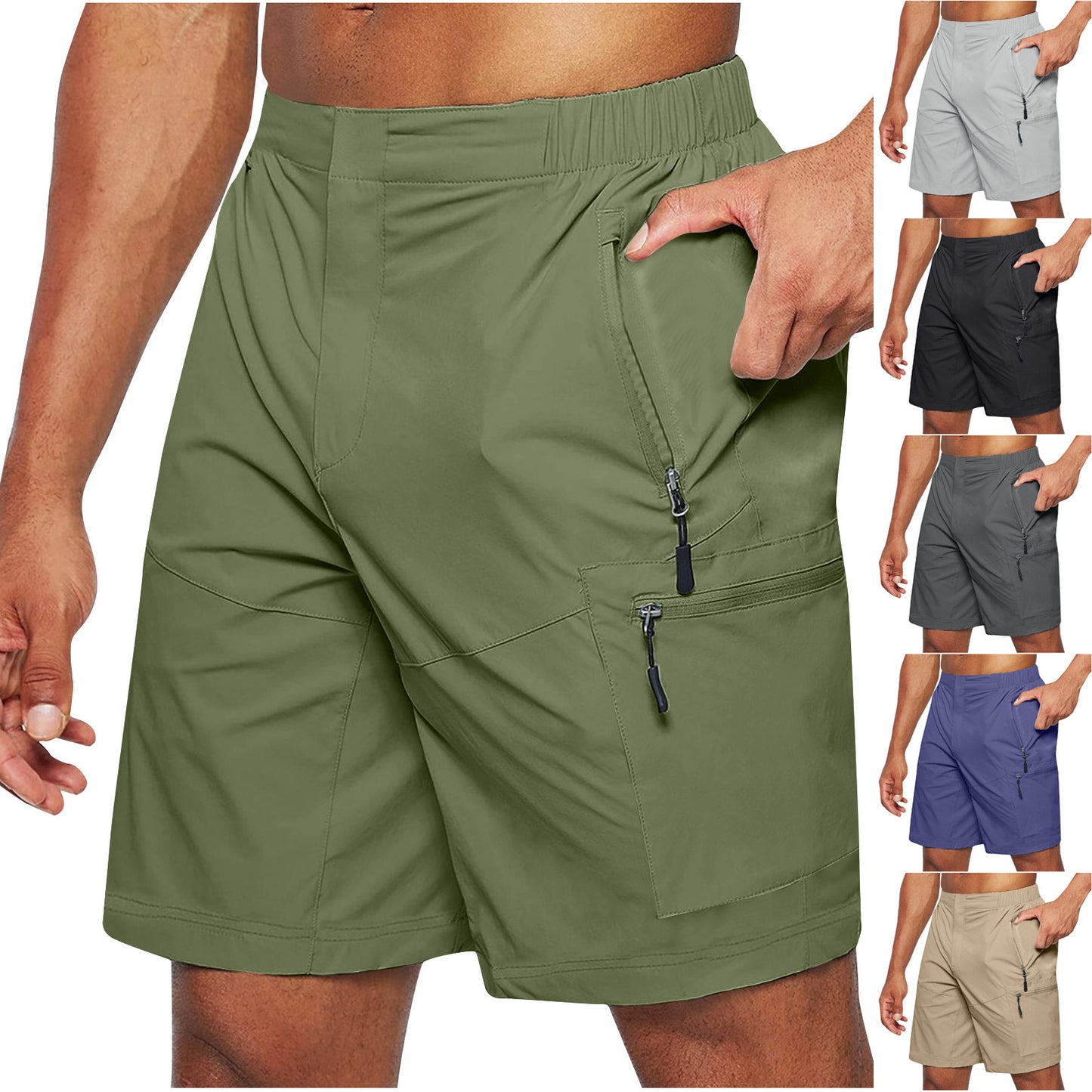 NEW Men's Casual Elastic Waist Strap Summer Shorts Casual Fit Fashion Outdoor Long Shorts For Men Knee-Length Straight Leg Pants Shorts