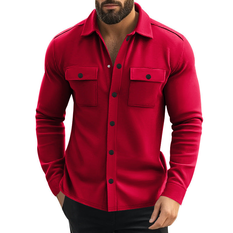 New Men's Lapel Multi-pocket Single-breasted Jacket