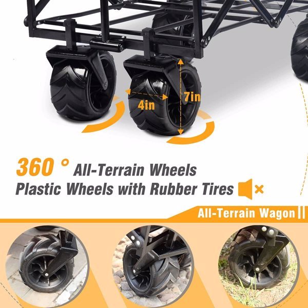 NEW Foldable Heavy Duty 220lb ATV Outdoor Folding Universal Wheel Adjustable Handle Shopping Blue Wagon Cart
