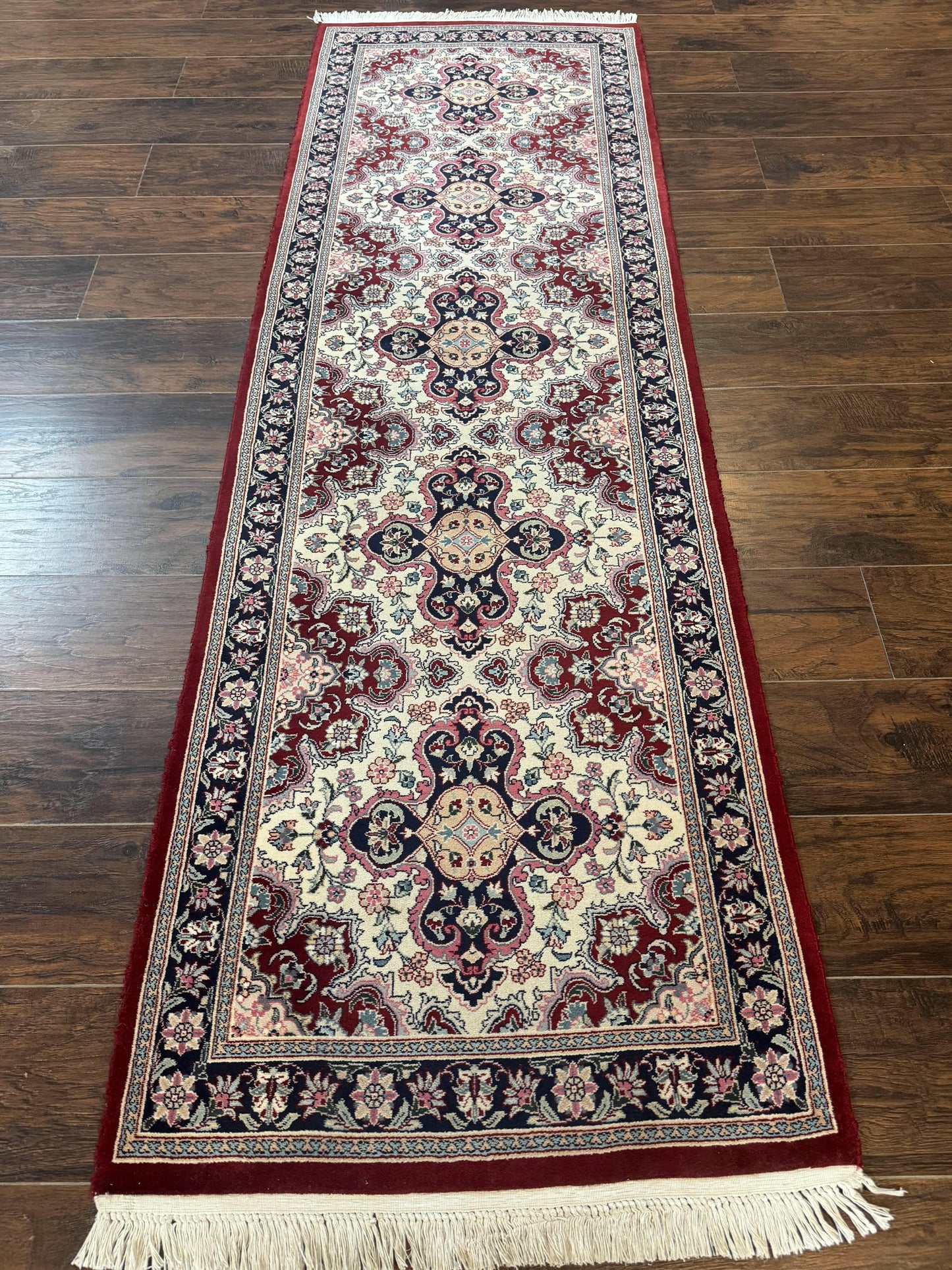 USED Sino Persian Runner Rug 2.7 x 8, Floral, Handmade, 250 KPSI
