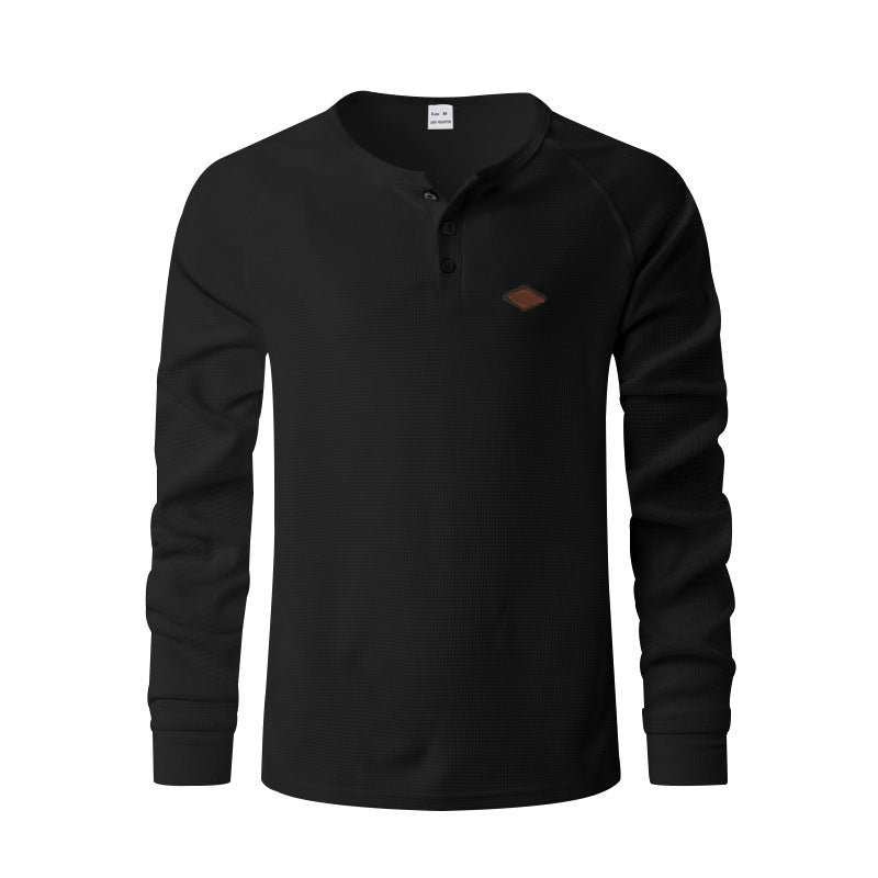 New Waffle Buckle Quick-drying Raglan Henry Long Sleeve