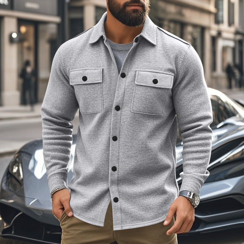 New Men's Lapel Multi-pocket Single-breasted Jacket