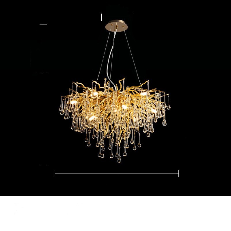 NEW Postmodern Light Fixture Luxury Chandelier Water Drop Crystal Lamp Atmosphere