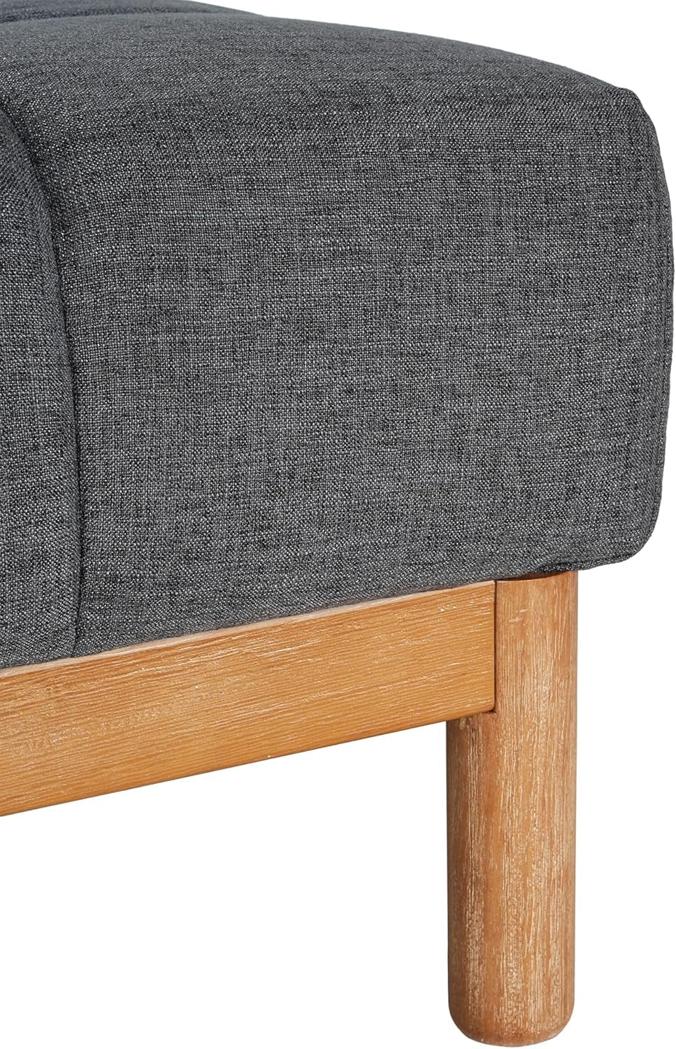 NEW Modern Gray Fabric Ottoman With Walnut Finish WoodFrame