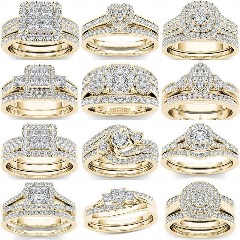 NEW European And American Couple Ring Gold-plated Inlaid