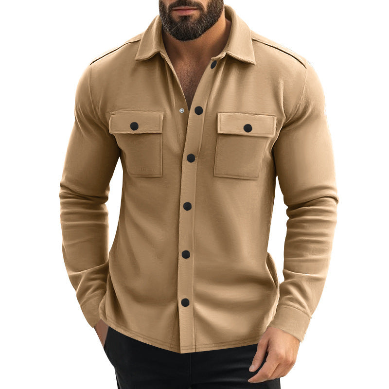New Men's Lapel Multi-pocket Single-breasted Jacket
