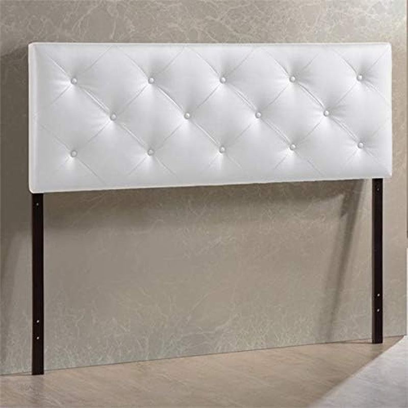 NEW Modern White Faux Leather King Headboard With Buttons