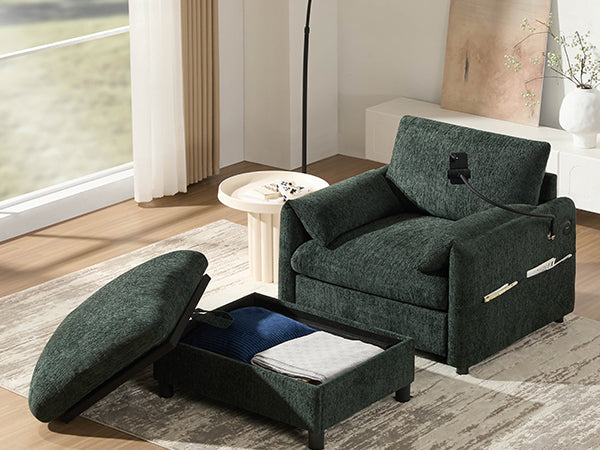 New Chenille Wide Seat Chaise Lounge