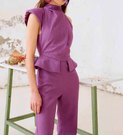 New Fashionable Asymmetric Design Jumpsuit Slim Fit Slimming