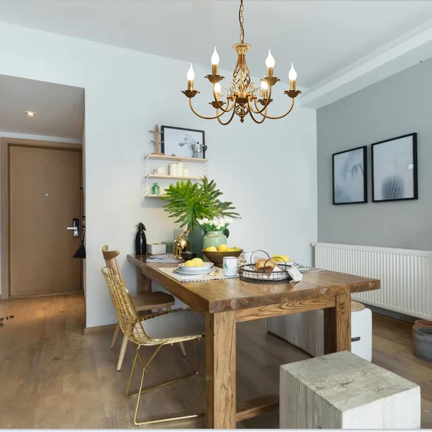 NEW Bronze Rustic Farmhouse Chandelier Six Light Pendant