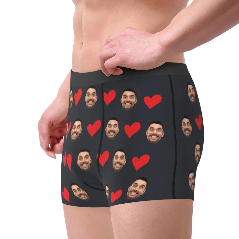 NEW Personalized Face Photo Underwear Custom Heart Boxer Briefs Custom Men Briefs Gift For Husband - Anniversary Gift For Dad