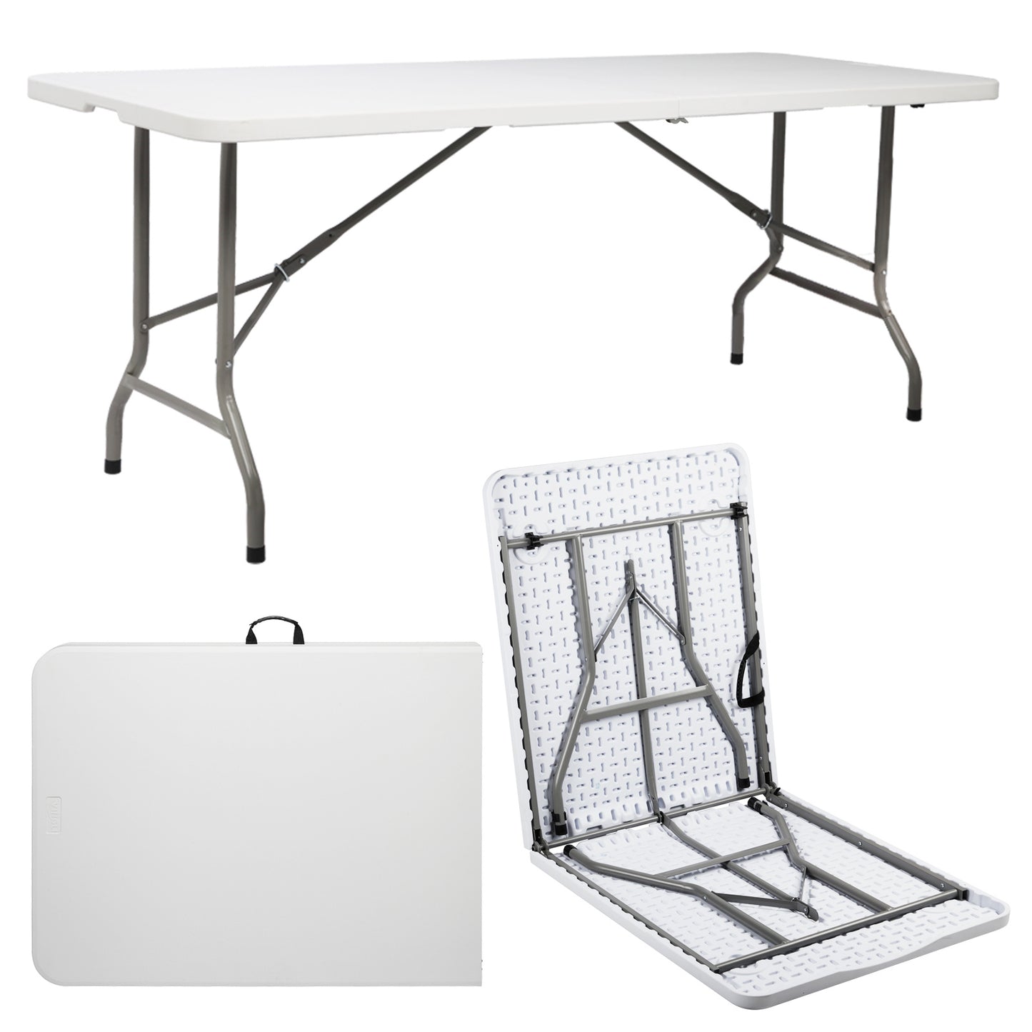 NEW 6’ Indoor Outdoor White Lightweight Plastic Folding Rectangular Table