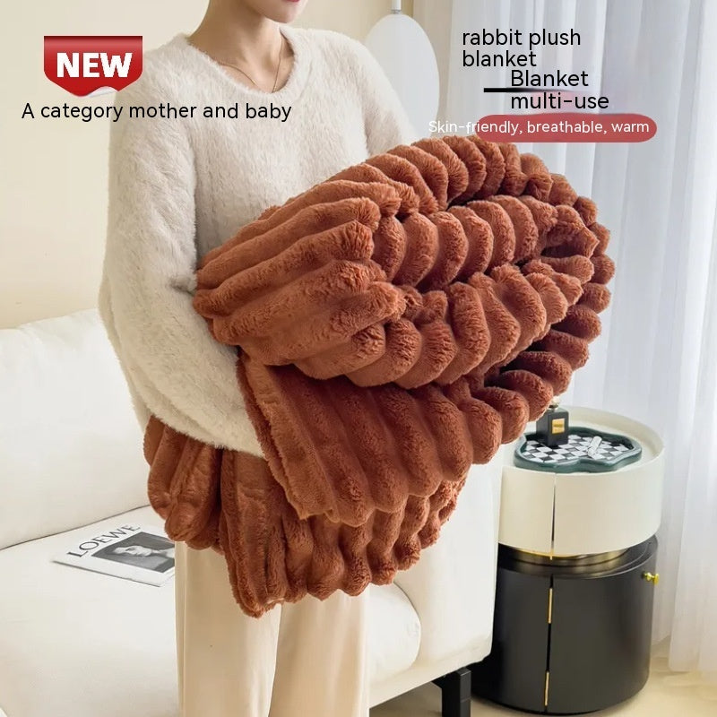 NEW Soft Wind Bubble Velvet Blanket Warm Solid Rabbit Fur Blankets Double-sided Thickening Cover Throw Warm Fur Blanket