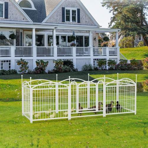 NEW Indoor Outdoor 24in 8 Panel White Metal Pet Dog Playpen Cage