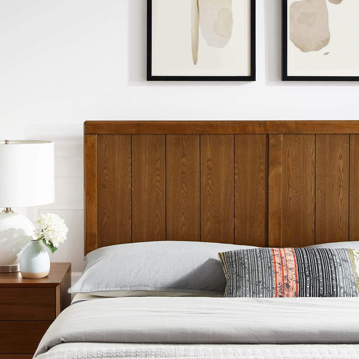 NEW Mid-Century Walnut King Headboard With Contemporary Design