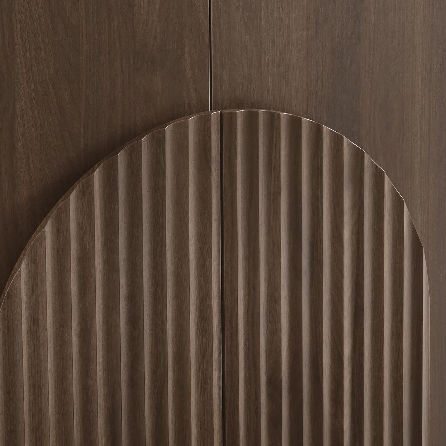 NEW Walnut Sideboard Buffet Cabinet With Generous Storage And Wave Pattern Doors