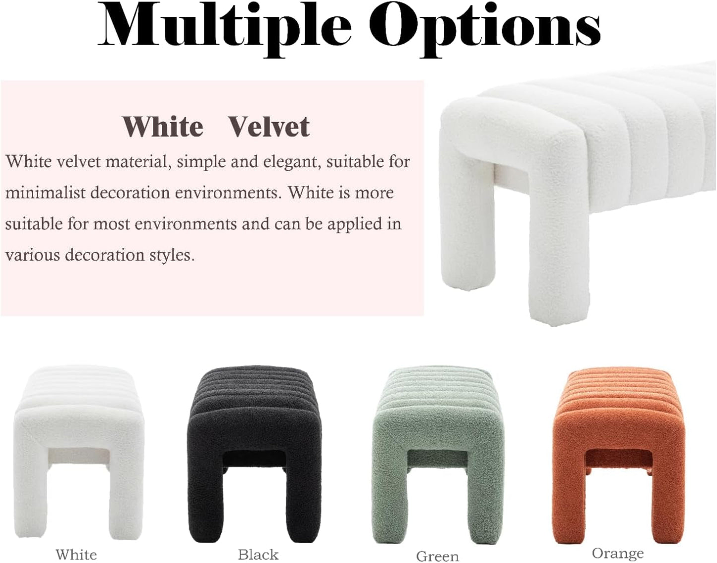 NEW 42.5 Inches Boucle Ottoman Bench Footrest Entryway