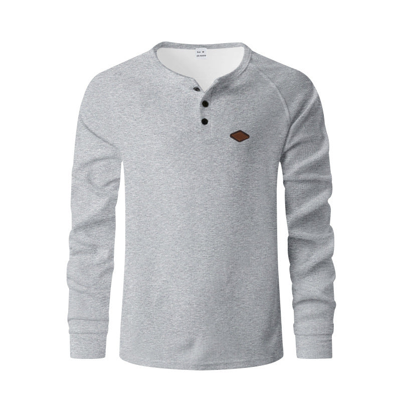 New Waffle Buckle Quick-drying Raglan Henry Long Sleeve
