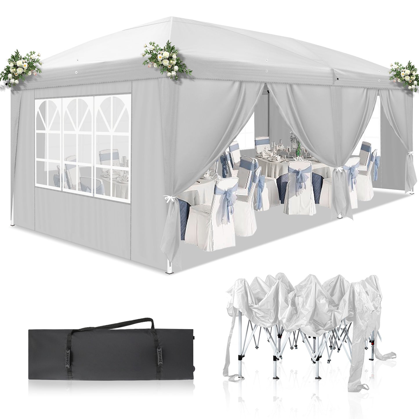 NEW Outdoor 3 X 6M White 6 Sides Home Folding Pergola Parking Shed Advertising Tent