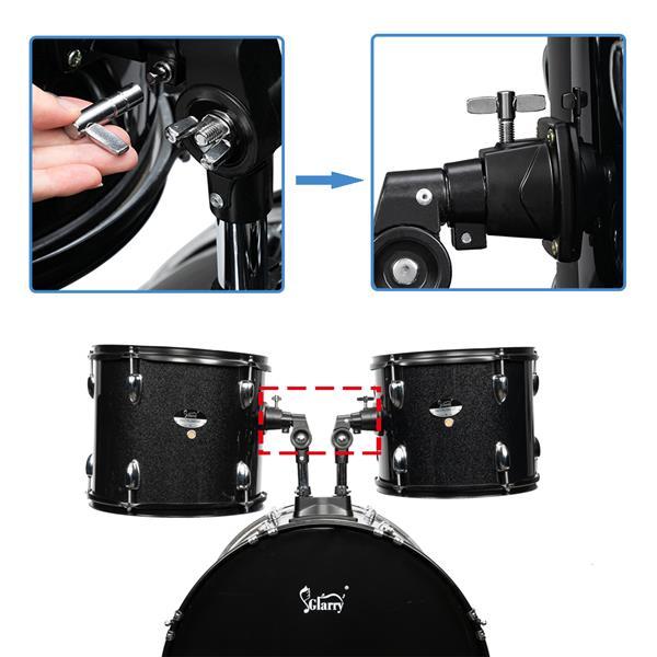 NEW Glarry Full size 22in Poplar Double-layer Oil Skin Star Dot Black Drum Set