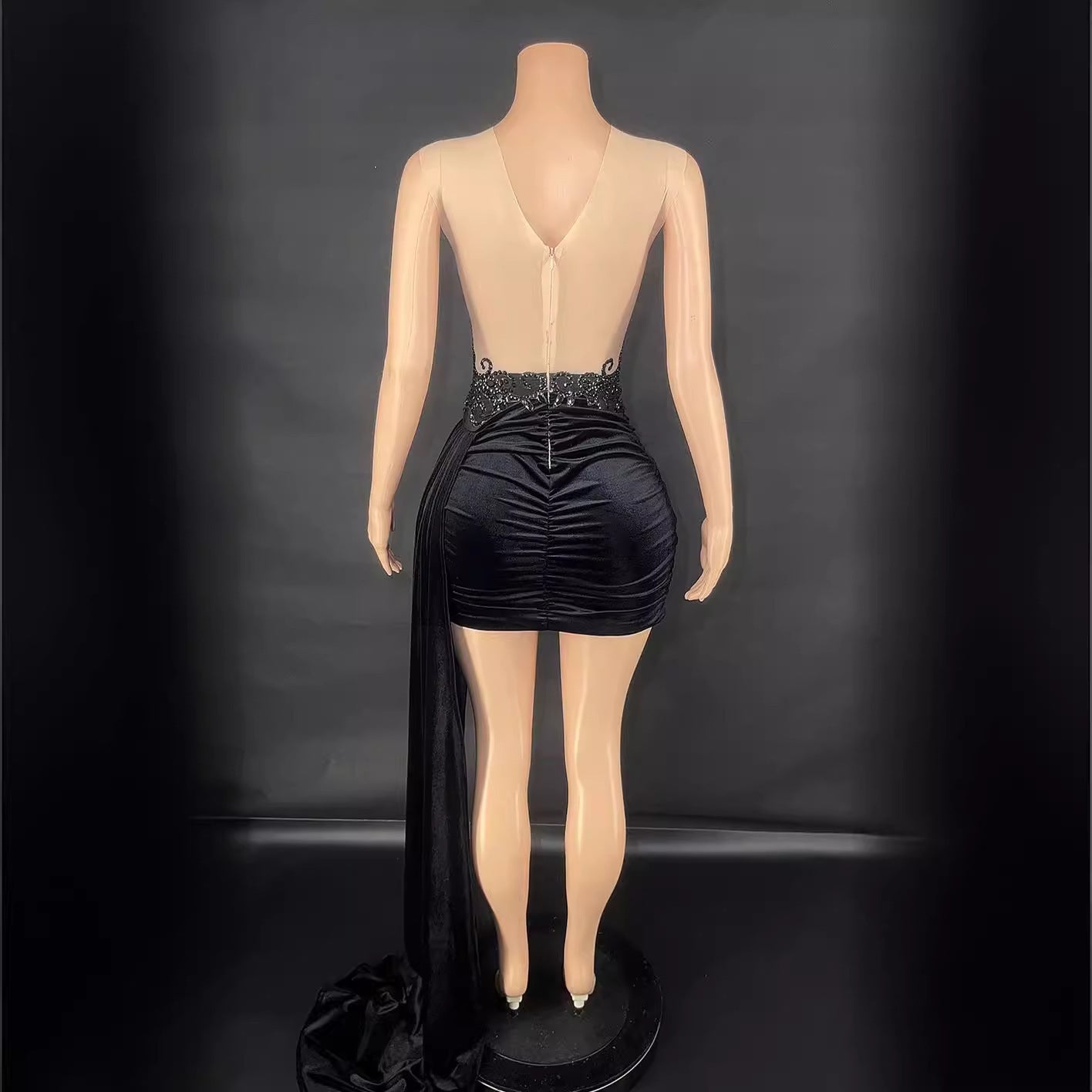New Summer Luxury Evening Dress Female Singer Stage Costume Senior Dress Side Trailing Skirt