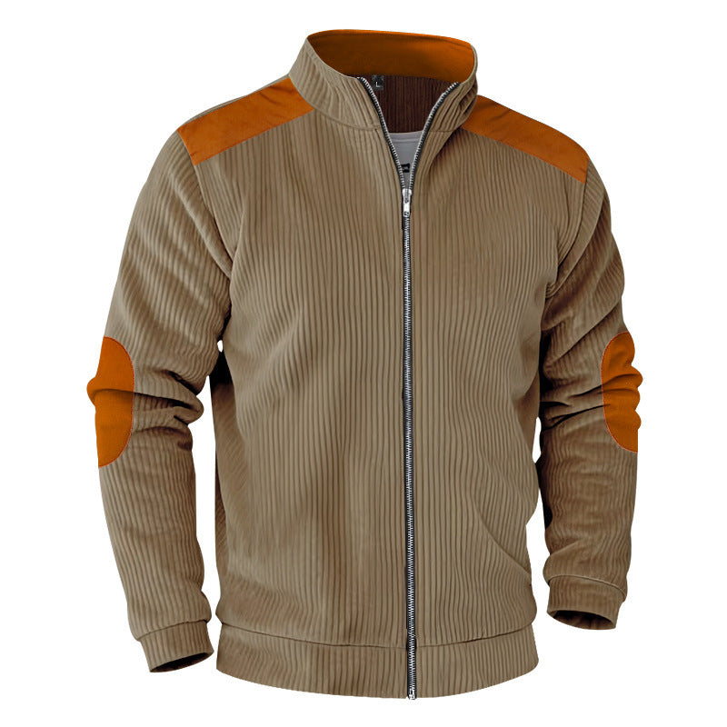 New Retro Stand Collar Zipper Cardigan Casual Jacket For Men