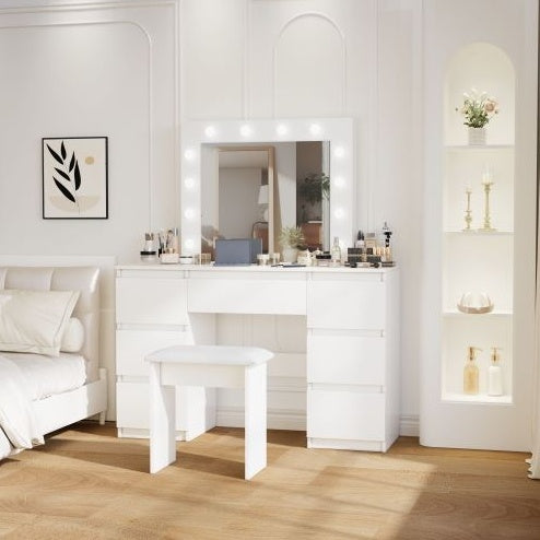 NEW Large White Vanity Tables With Mirror And Light
