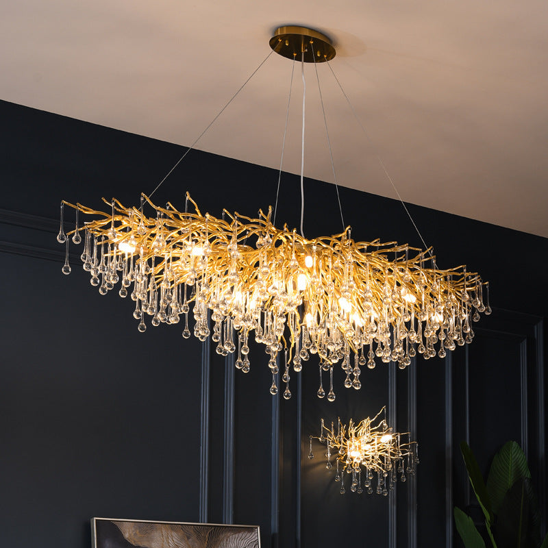 NEW Postmodern Light Fixture Luxury Chandelier Water Drop Crystal Lamp Atmosphere