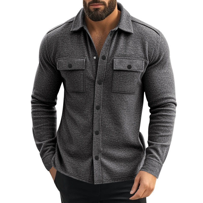 New Men's Lapel Multi-pocket Single-breasted Jacket