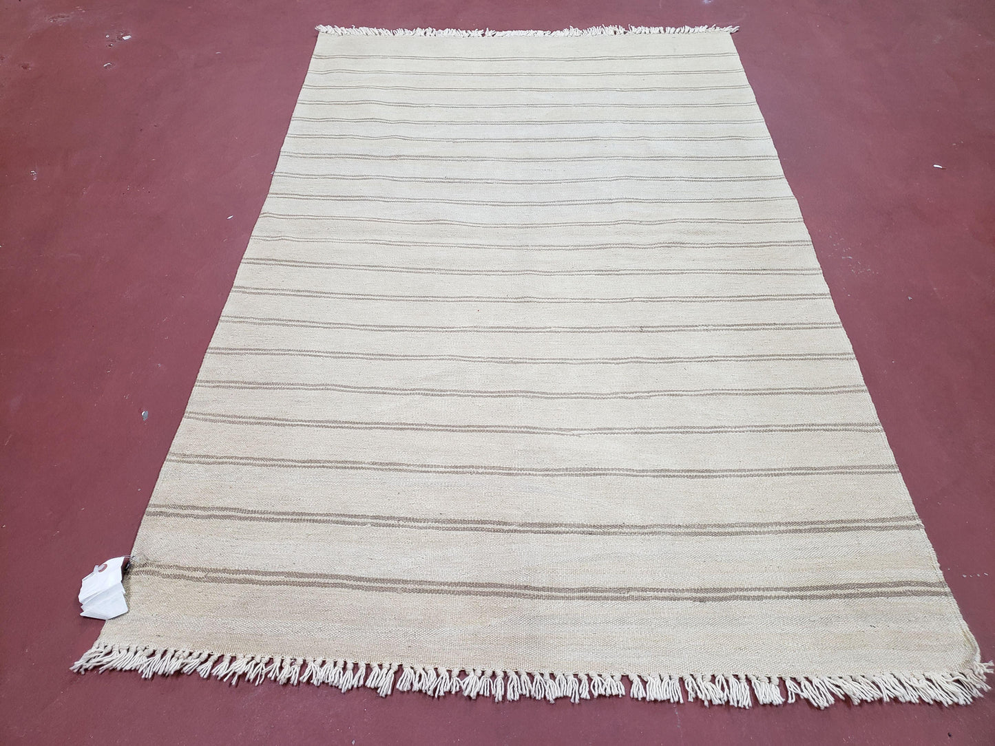 USED New Striped Turkish Kilim Area Rug 4x6 ft, Hand-Knotted, Wool, Light Gray, Earth Tone Decor, Flatweave Kilim, Two Toned Rug, Southwestern