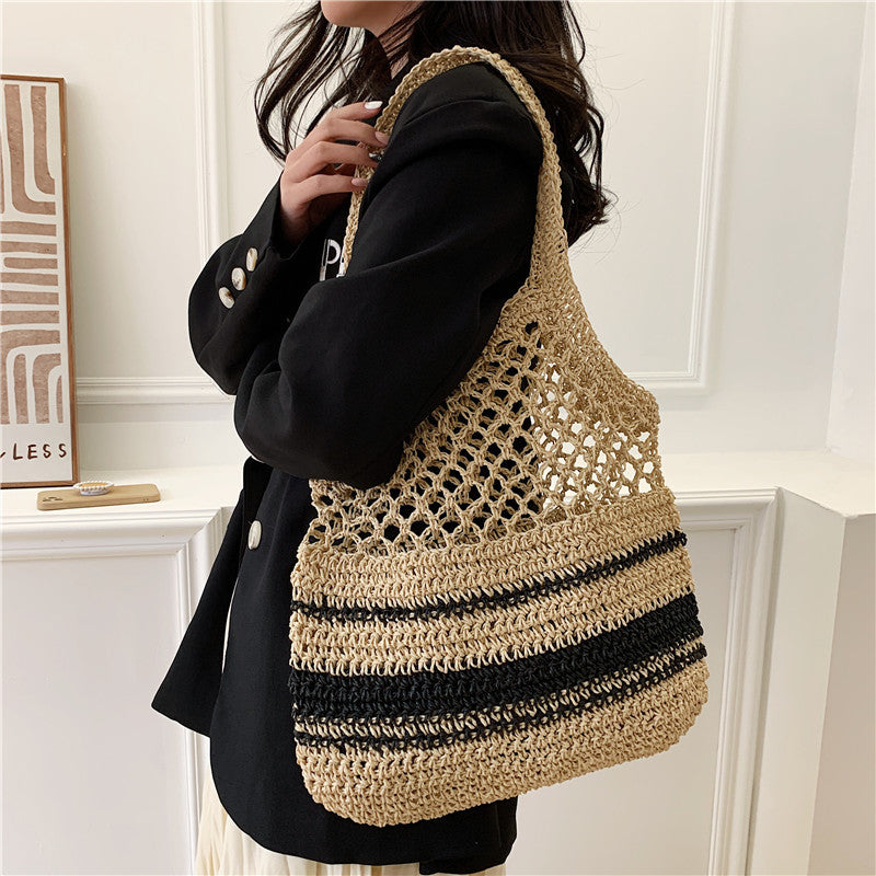 New Grass Woven Hollow Bag Single Shoulder Handle